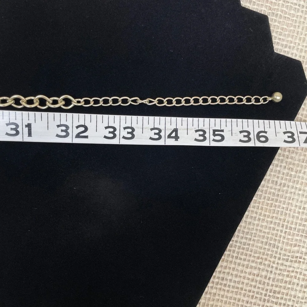 Chicos Gold Tone Round Filigree Tassel Pendant Necklace, Round link, 32 in & adj